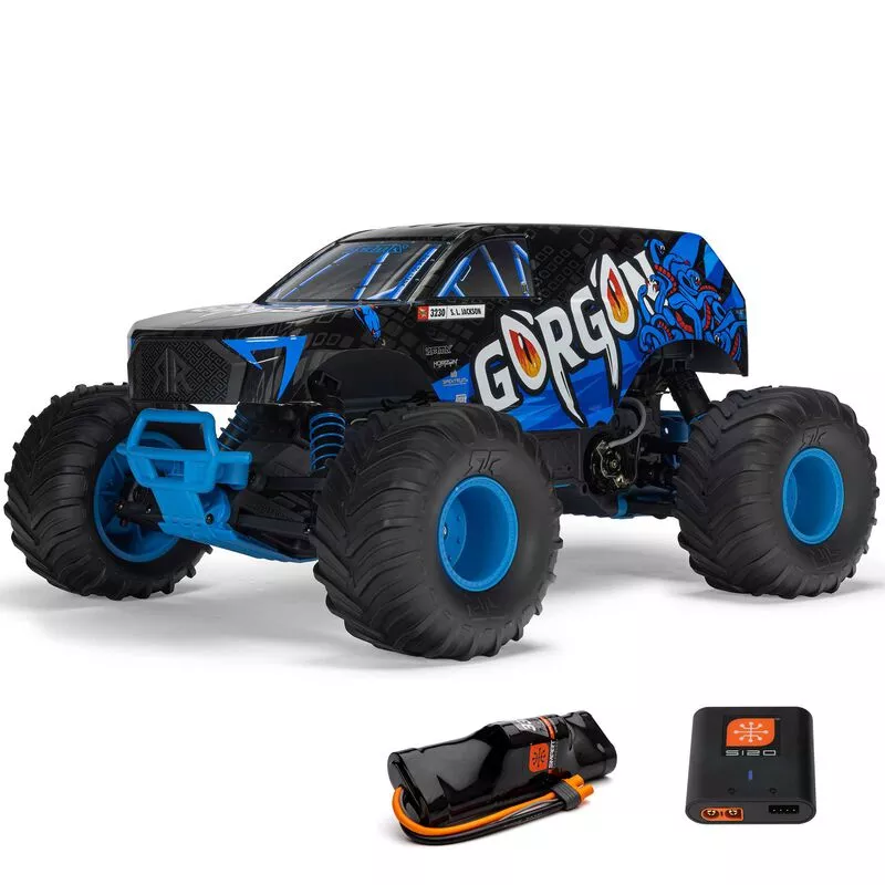1/10 GORGON 2WD RTR Brushed Monster Truck (Battery & Charger Included), Blue
