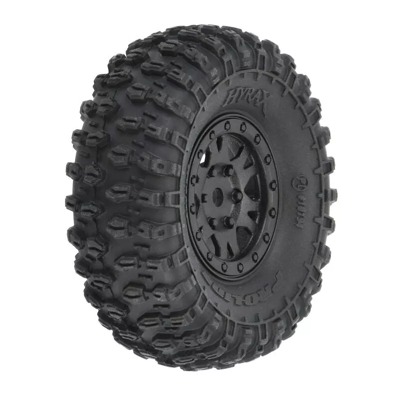 1/24 Hyrax Front/Rear 1.0" Tires Mounted 7mm Black Impulse (4): SCX24