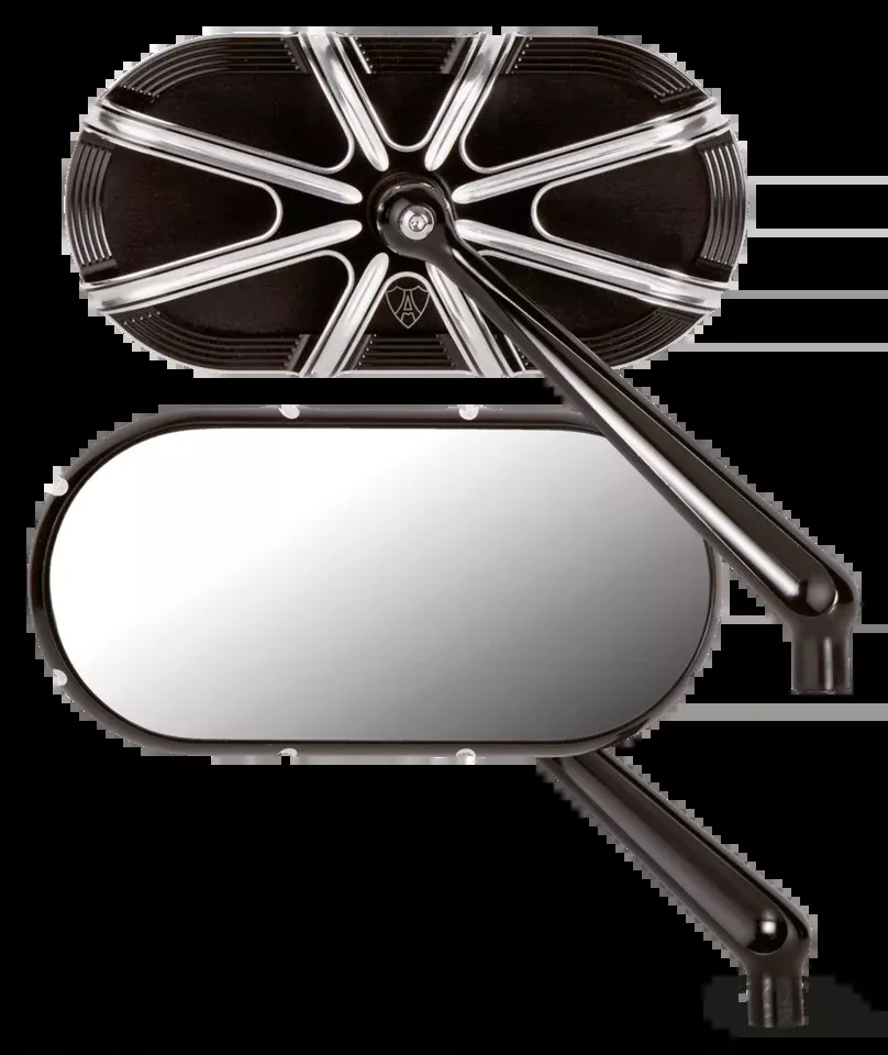 10-Gauge Caged Series Black Mirror Left for Harley-Davidson
