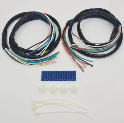 12” Extended Handlebar/Ape Hanger Wiring Harness Install Kit for 1982-1995 Harley Touring, Softail, Dyna, V-Rod, FXR & Sportster Models – Can be used with Stock or Ape Hanger bars – Wiring is 48” Long