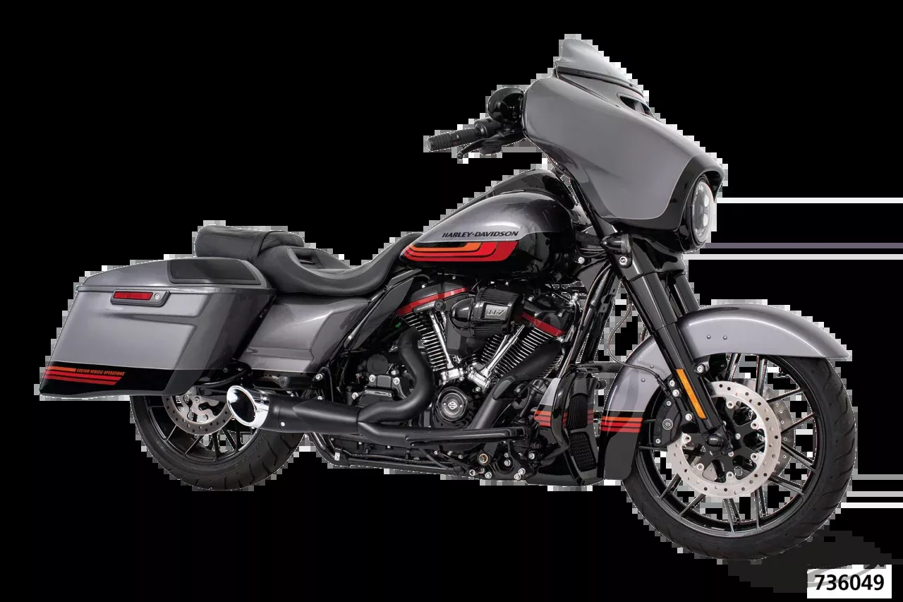 2-1 TURNOUT BLK/CHR FLH/T17-UP For Harley-Davidson