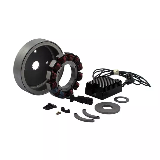 32 Amp Charging Kit, Black Regulator for Harley Davidson