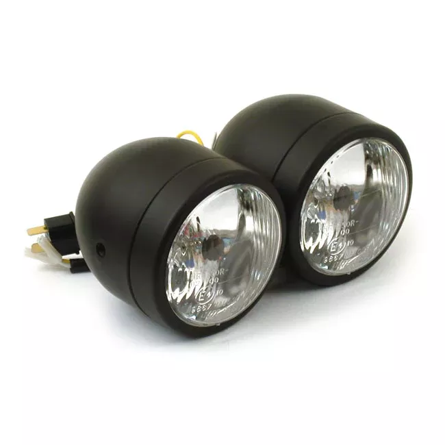 4" H4 Dual Headlight Assembly. Black for Harley-Davidson