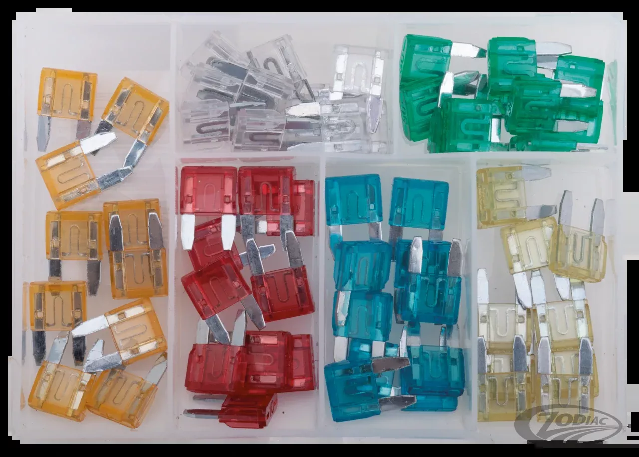 60-piece Mini 5A-30A Fuse Assortment Box For Harley-Davidson