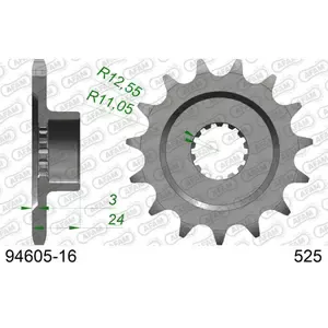 AfamFront steel motorcycle sprocket 525 16 dents