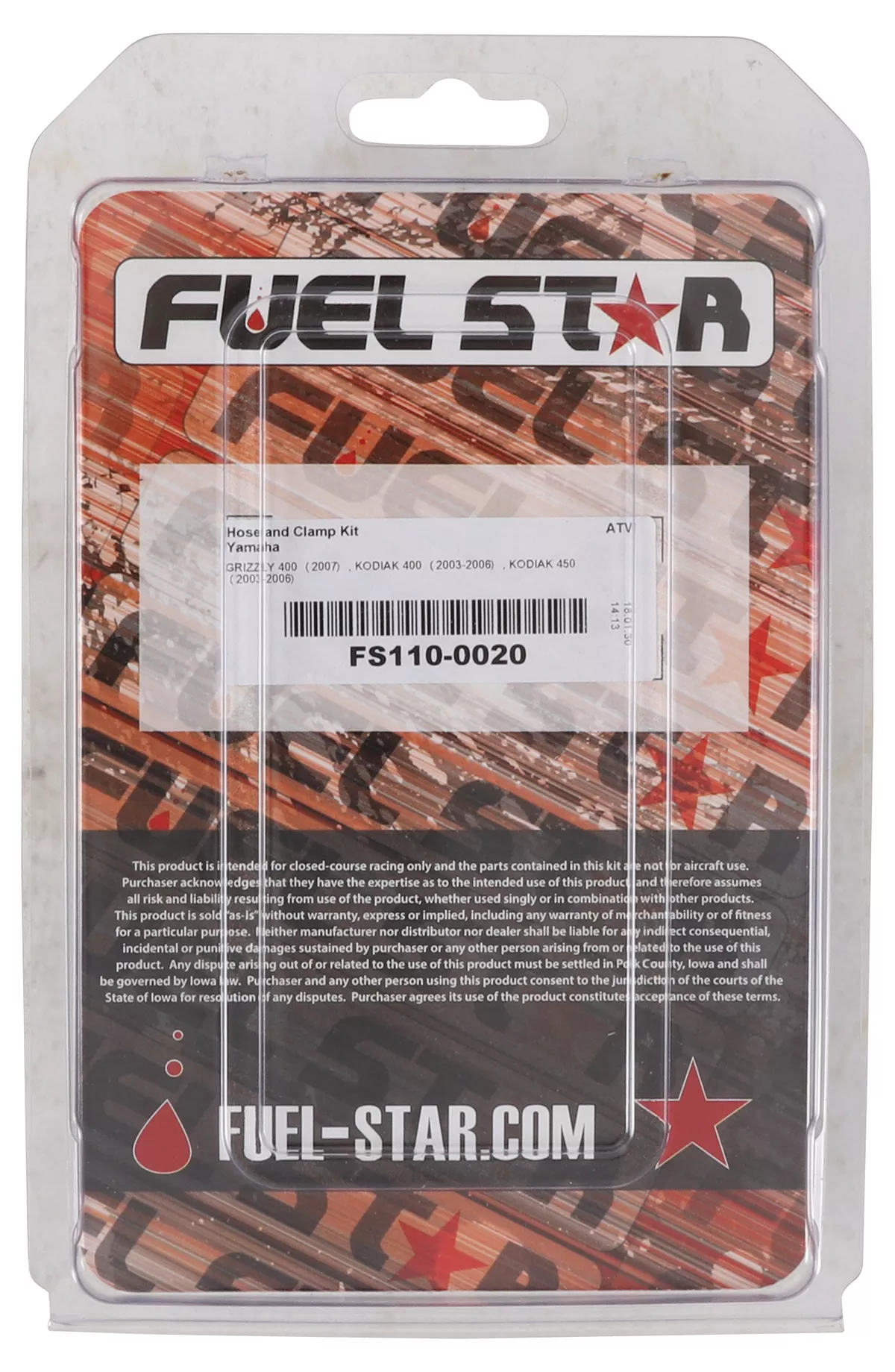 ALL BALLS Fuel Line Hose & Clamp Kit for Yamaha YFM400 and YFM450 Models