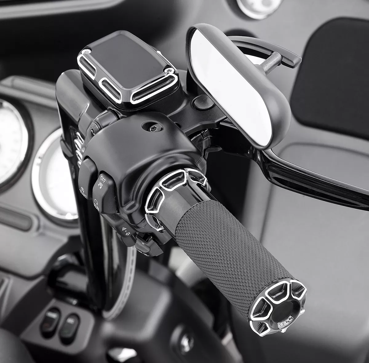 ARLEN NESS Beveled Black Motorcycle Hand Grips with Cable - Part 07-331