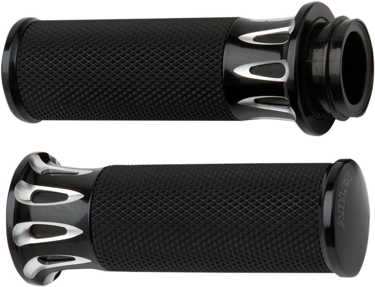 ARLEN NESS Fusion Deep Cut Motorcycle Grips with Cable - Black, Part #07-317