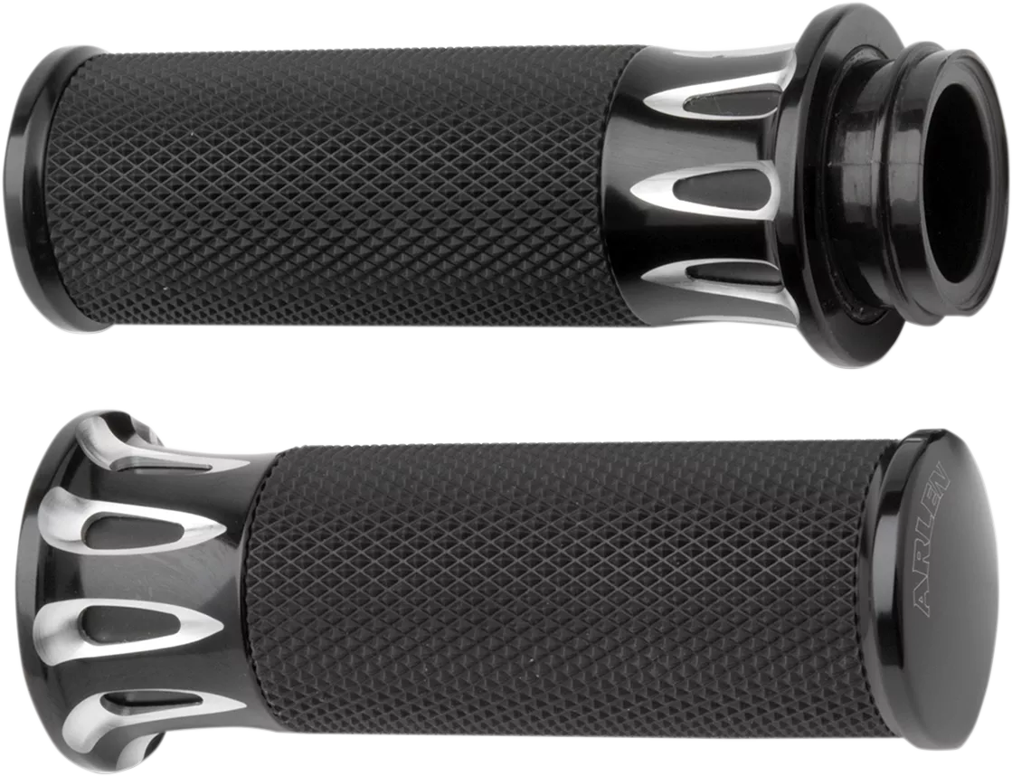 ARLEN NESS Fusion Deep Cut Motorcycle Hand Grips - Black, Part Number 07-319