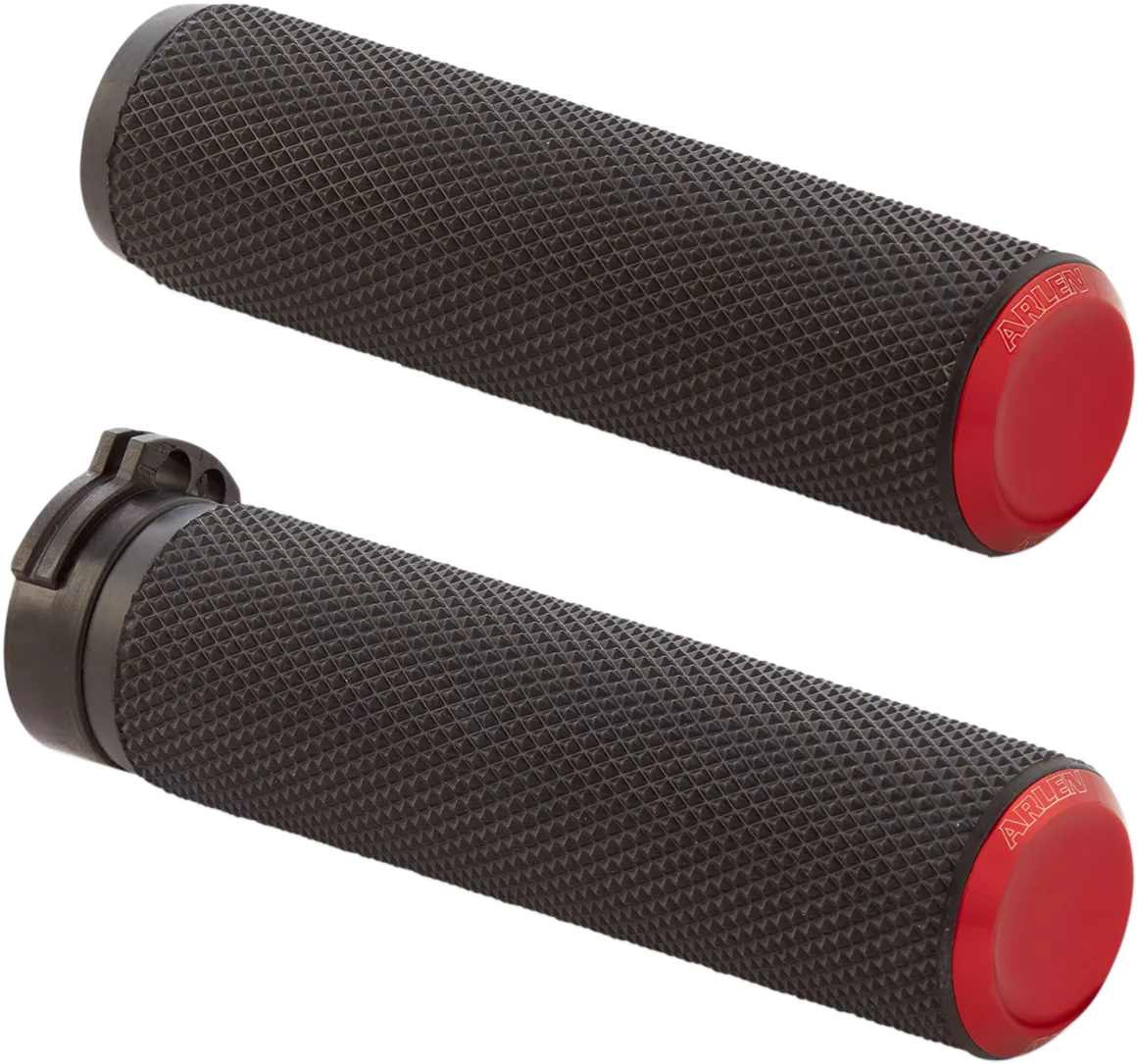 ARLEN NESS Knurled Grips with Cable for Motorcycles - Red 07-336