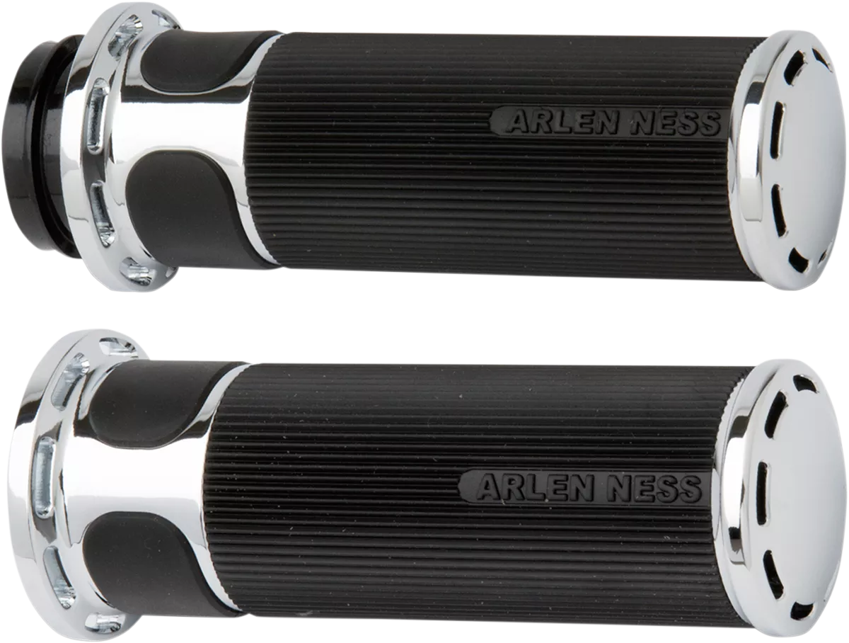 Arlen Ness Slot Track Grips for Touring Bikes - Chrome Finish (Part #07-302)