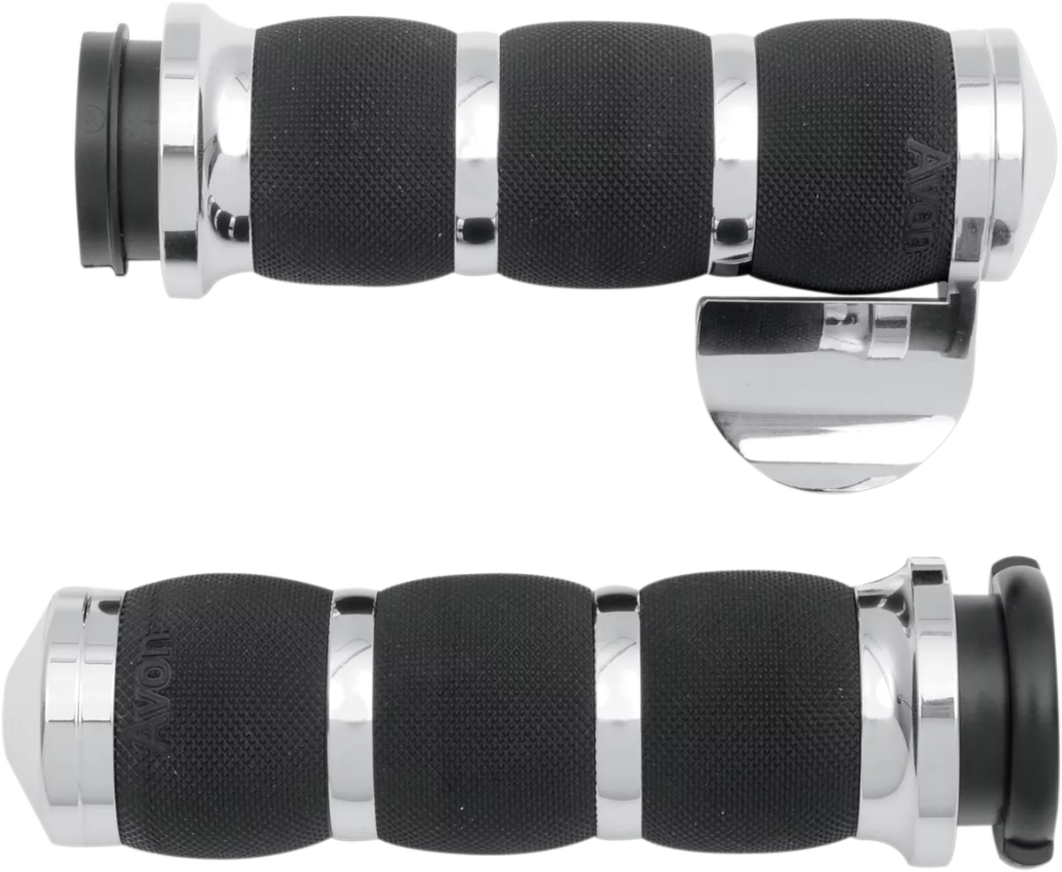 AVON GRIPS 3-Ring Air Cushioned Grips with Throttle Boss - Chrome AIR-90-CH-FLY-B