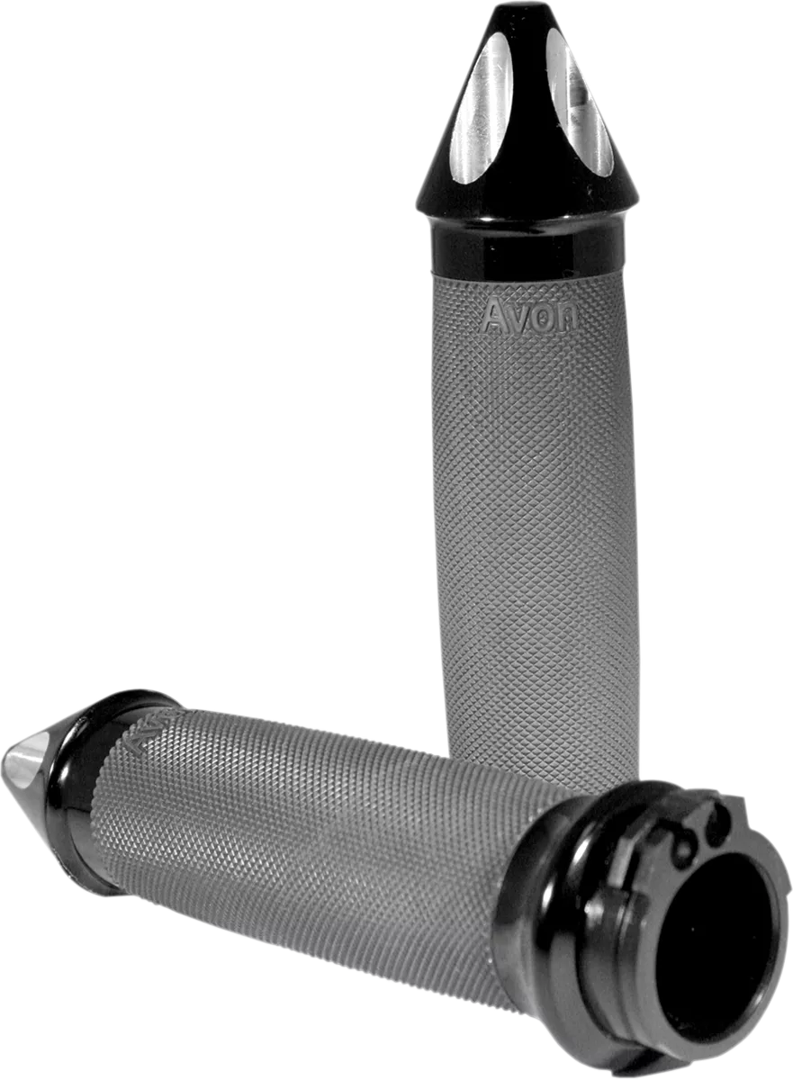 AVON GRIPS Custom Spike End Grips - TBW - Black CC-86-ANO-SP-FL