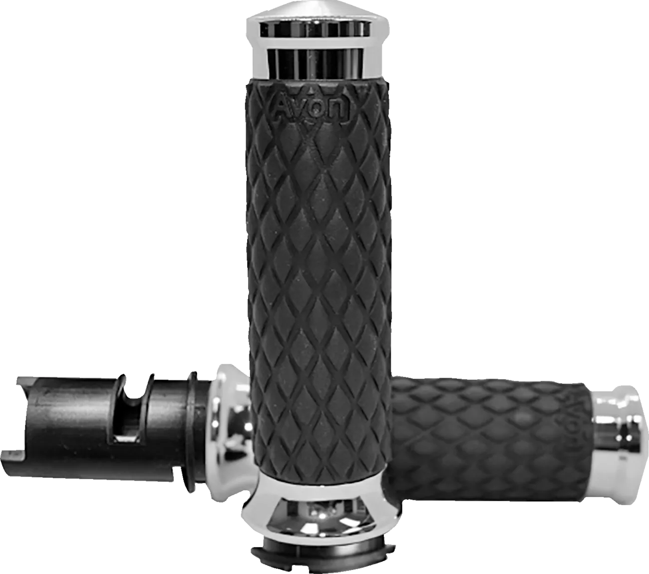 AVON GRIPS Diamond Contour Chrome Motorcycle Hand Grips - Part Number DIA-60-CH-F24