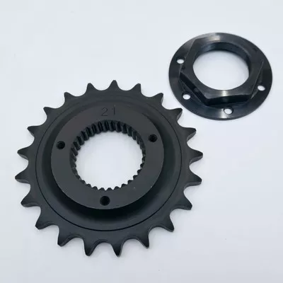 Belt-to-Chain Drive Conversion Kit with .5" Offset 21 Tooth Front Transmission Sprocket & Locking Flanged Hex Nut for 1991-2022 Harley Sportster XL 883/1200 Models – Recommended for use with 530 Chain