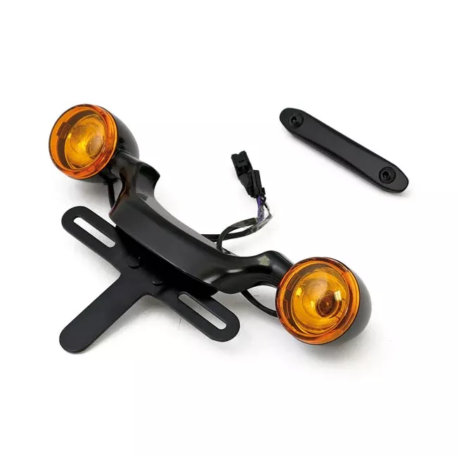 Black Bullet Turn Signal Bar and License Plate Holder for Harley-Davidson