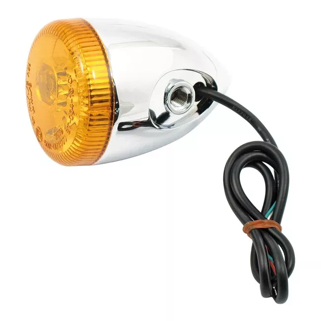 Bullet 3-in-1 LED Taillight/Turn Signal Combo. Chrome. Amber. For Harley-Davidson.