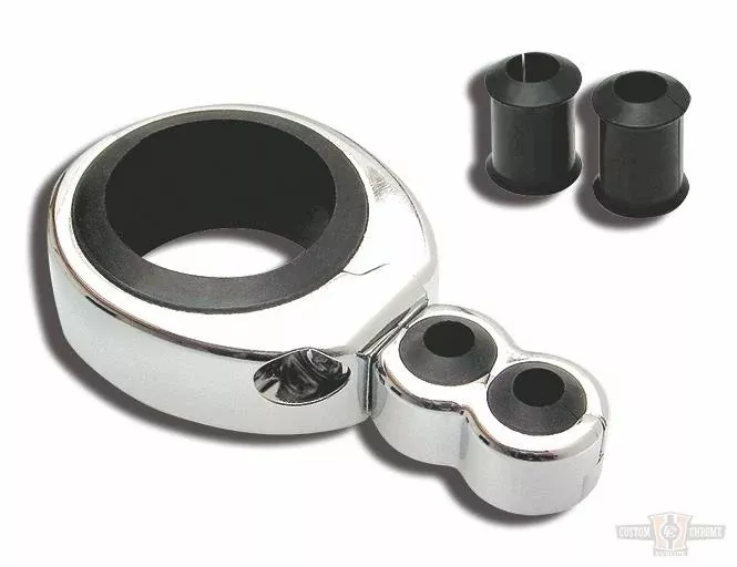 CABLE CLAMP 1 1/4-1 1/2" DUAL THROTTLE / CLUTCH CABLE, CHROME For Harley-Davidson
