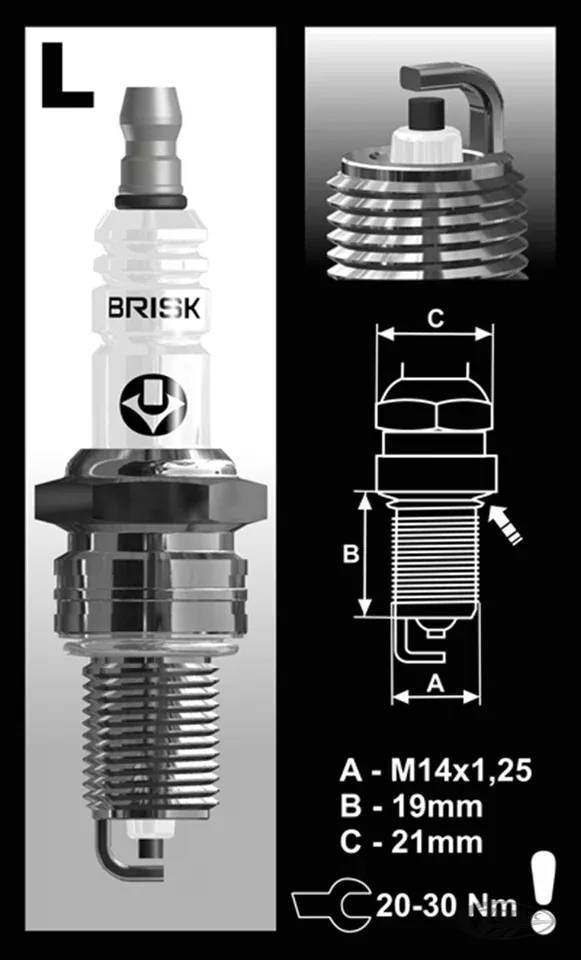 Cada bujía Brisk LR14YC para Harley-Davidson