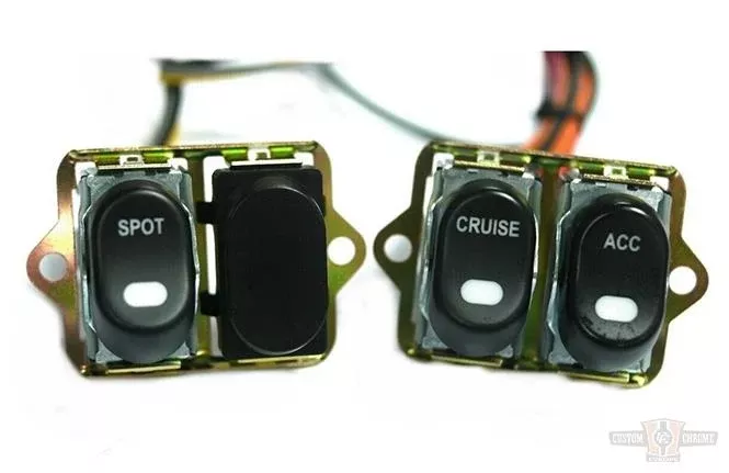 CCE, Rocker Switch Kit, Fairing-Handlebar, Spot/Cruise/Accessory, Black For Harley-Davidson
