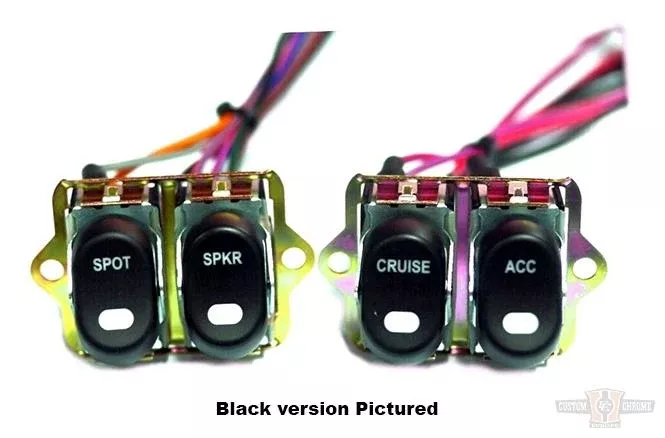CCE, Rocker Switch Kit, Fairing-Handlebar, Spot/Speaker/Cruise/Accessory, Gold For Harley-Davidson
