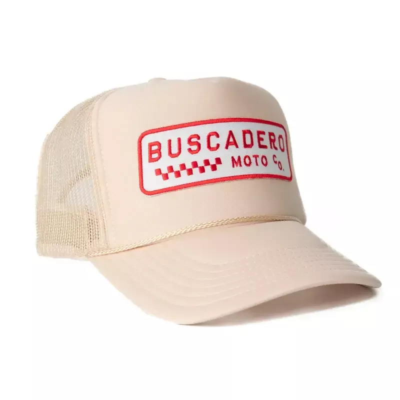 ‘Checker Moto’ Foam Trucker Hat – Off White