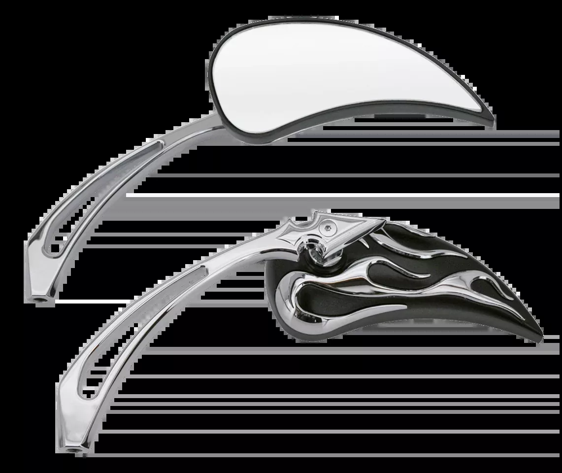 Chrome & Black Flame Rearview Mirrors for Harley-Davidson