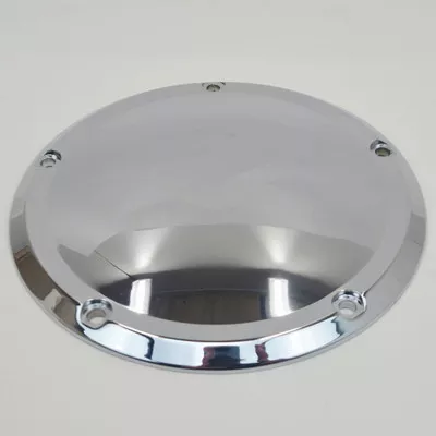 Chrome Domed 5-Hole Aluminum Derby Cover with Mounting Hardware for ALL 2019-2025 Harley M8 Softail FX/FL Models with Narrow-Profile Primary Covers (M-Eight 107 & 114ci) Replaces HD Part# 25700973
