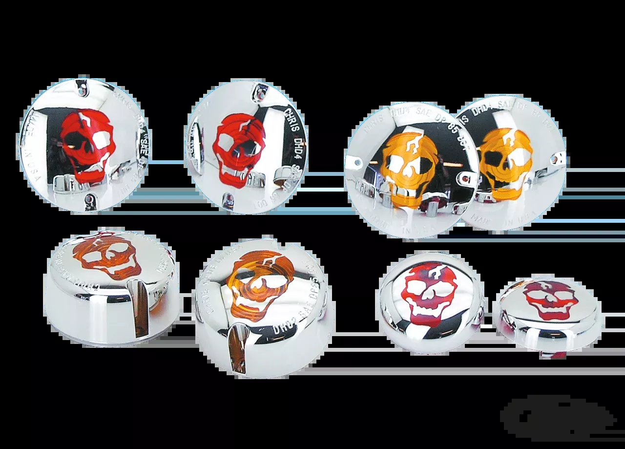 Chrome skull lenses Amber Front hi-hat s For Harley-Davidson