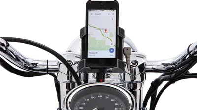 CIRO Premium Holder W/Charger - 1.25" Chrome Bar Mount 50214