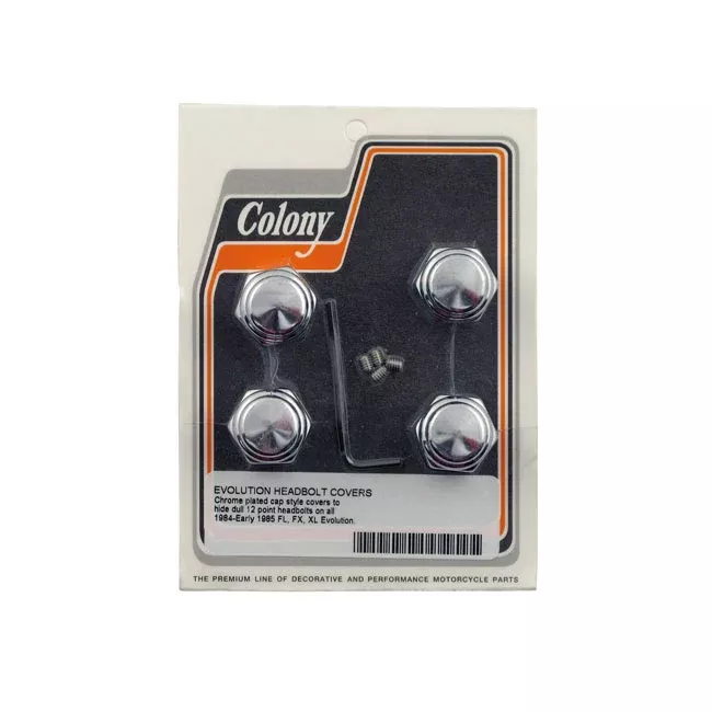 Colony, Cap-Style, Chrome Head Bolt Cover Set for Harley-Davidson