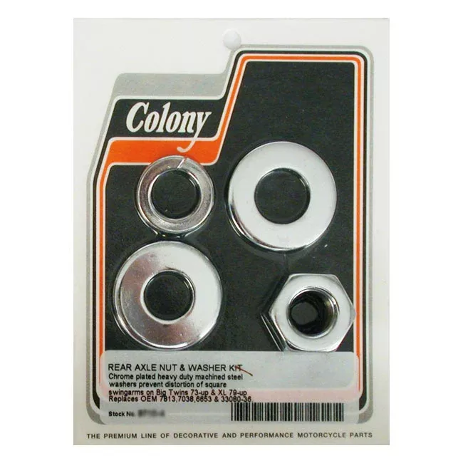 Colony, Rear Axle Nut and Washer Kit for Harley-Davidson