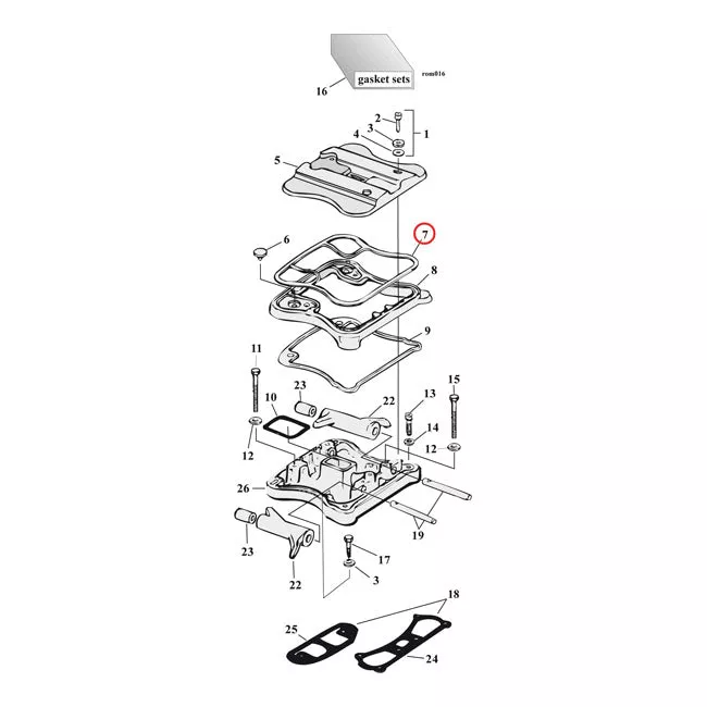 Cometic Gaskets, Upper Rocker Cover. Rubber For Harley-Davidson