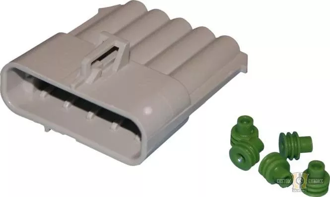 Delphi/Packard Weatherpack, 5-Wire Male Connector With Wire Seals Gray For Harley-Davidson