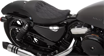 DRAG SPECIALTIES 3/4 Solo Seat - Double Diamond - Black w/ Black Stitching - XL '04-'22 0804-0744