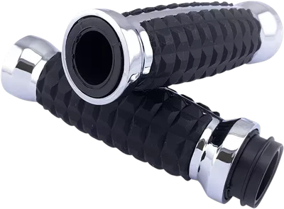 DRAG SPECIALTIES Grips - Grenade - TBW - Chrome H17-05C6CT