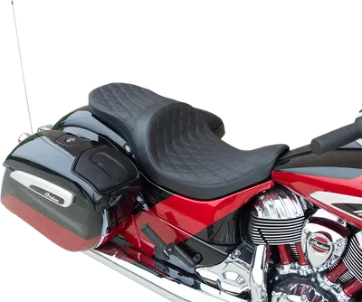 DRAG SPECIALTIES Low Profile Touring Seat - Double Diamond w/ Black Stitching - Indian '14-'22 0810-2259