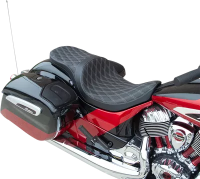 DRAG SPECIALTIES Low Profile Touring Seat - Double Diamond w/ Silver Stitching - indian '14-'22 0810-2260