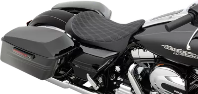 DRAG SPECIALTIES Low Solo Seat - Double Diamond - Silver Stitch - FL '08-'22 0801-1153