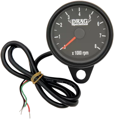 DRAG SPECIALTIES Mini Electronic Tachometer - Black - Backlit LED Black Face - 2.4" 21-6894BDS