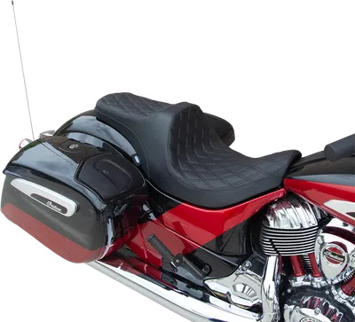 DRAG SPECIALTIES Predator III Seat - Forward Positioning - Double Diamond - Black Stitching - Indian '14-'22 0810-2270