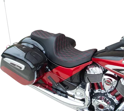 DRAG SPECIALTIES Predator III Seat - Forward Positioning - Double Diamond - Red Stitching - Indian '14-'22 0810-2272