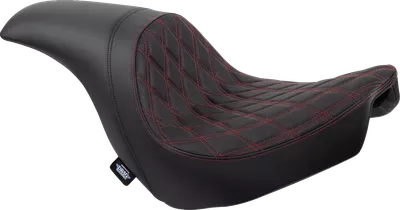 DRAG SPECIALTIES Predator Seat - Double Diamond w/ Red Sitching - Vinyl - FLSB/FXLR '18-'23 0802-1519