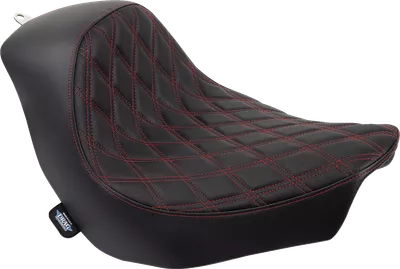 DRAG SPECIALTIES Solo Seat - Double Diamond - Red Stitching - FL/FX '18-'23 0802-1515
