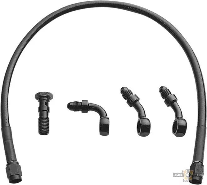 Ebony Black Stainless Steel Universal Brake Line, Black Vinyl, All Black 12" for Harley-Davidson