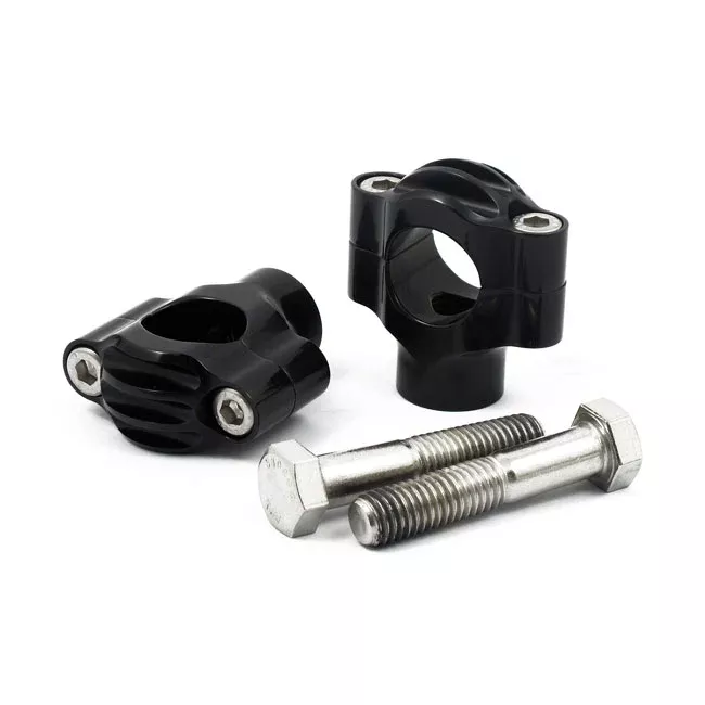 Finned Risers Black, 1" Handlebars For Harley-Davidson