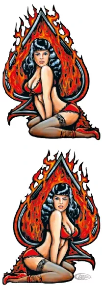 FLAMING ACE PIN UP GIRL 6"X18" For Harley-Davidson
