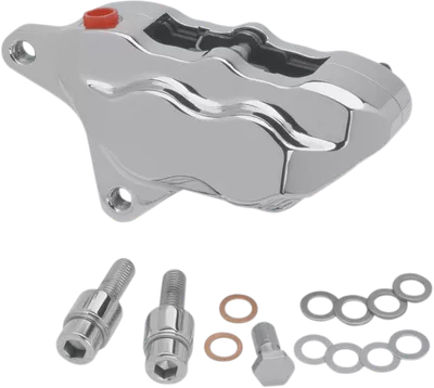 HAWG HALTERS 4-Piston, Front Left Brake Caliper, Chrome for 2000-2014 Harley Softail models and 2000-2003 Sportster- LHSCC501