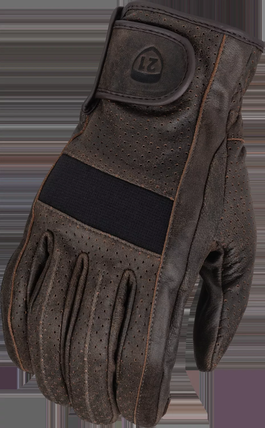 Highway 21 Jab Perforated Brown Leather Gloves, Small - Premium Motorcycle Riding Gear
