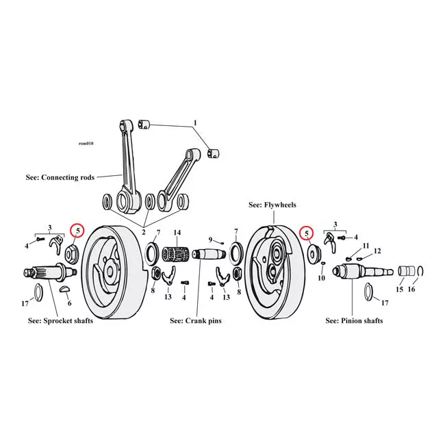 Jims, Crankpin Nut Set For Harley Davidson